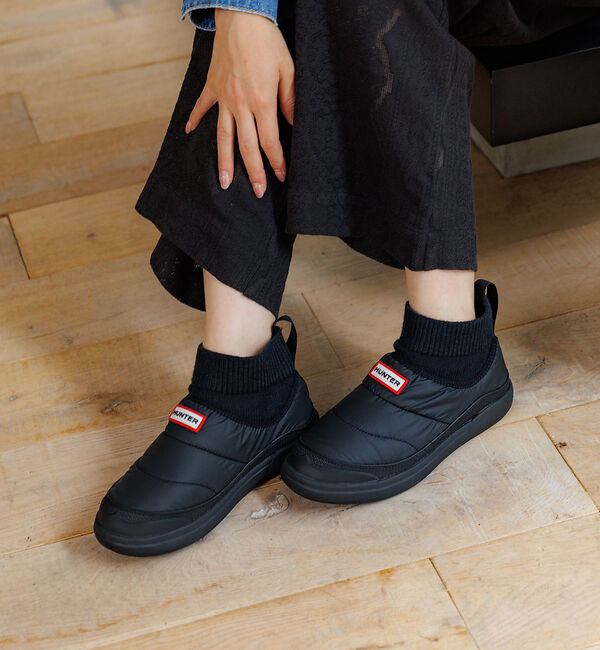 Rouge vif「【HUNTER/ハンター】イン/アウト ニッティド カフ スリッパ― ブーツ/K」|ショートブーツ|