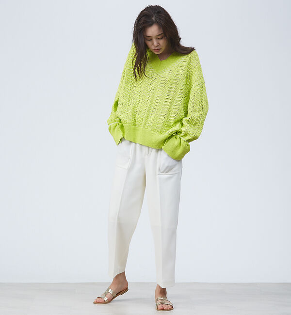 qualite「変形スリーブヘリンボーンニット」|ニット・セーター|