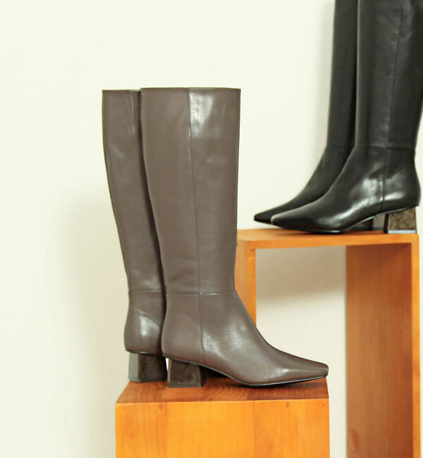 AU BANNISTER「【スノーソール】マーブルヒールロングブーツ」|ショートブーツ|グレー