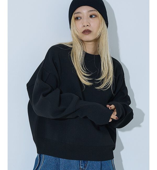 NOMINE「プレーティングニット プルオーバー（ラメ混・無地）」|ニット・セーター|ブラック