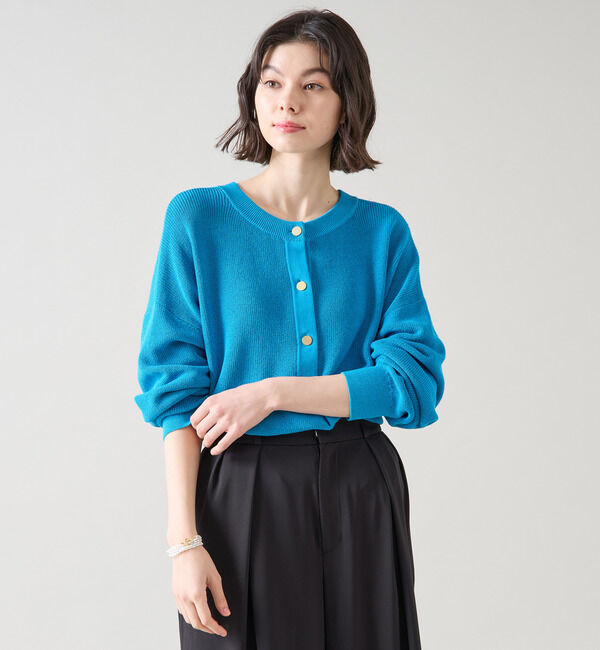 TIARA「ヘンリーネック片畦ニット」|ニット・セーター|ブルー