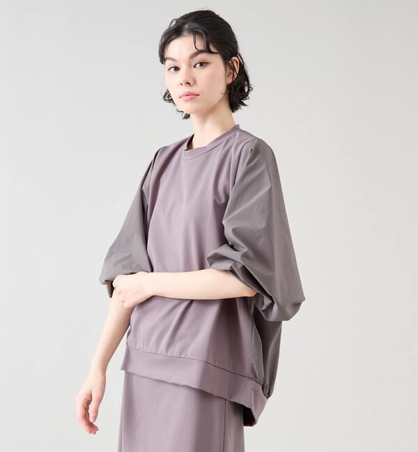 TIARA「ドルマンタフタコンビトップス（セットアップ可）」|Tシャツ・カットソー|