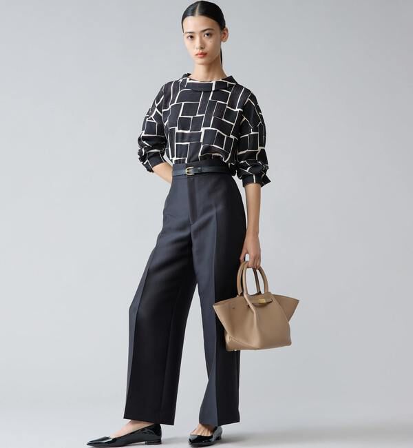 TIARA「ブラッシュマークプリントハイネックブラウス」|シャツ・ブラウス|