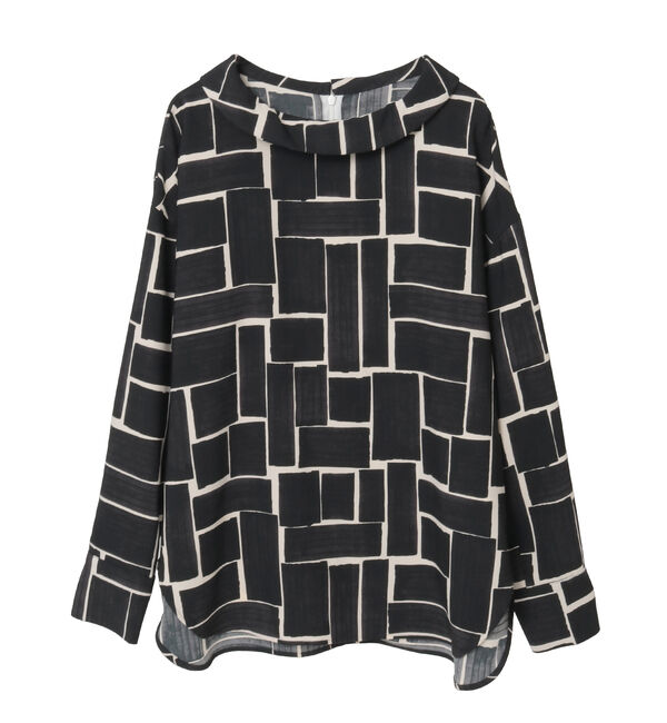 TIARA「ブラッシュマークプリントハイネックブラウス」|シャツ・ブラウス|