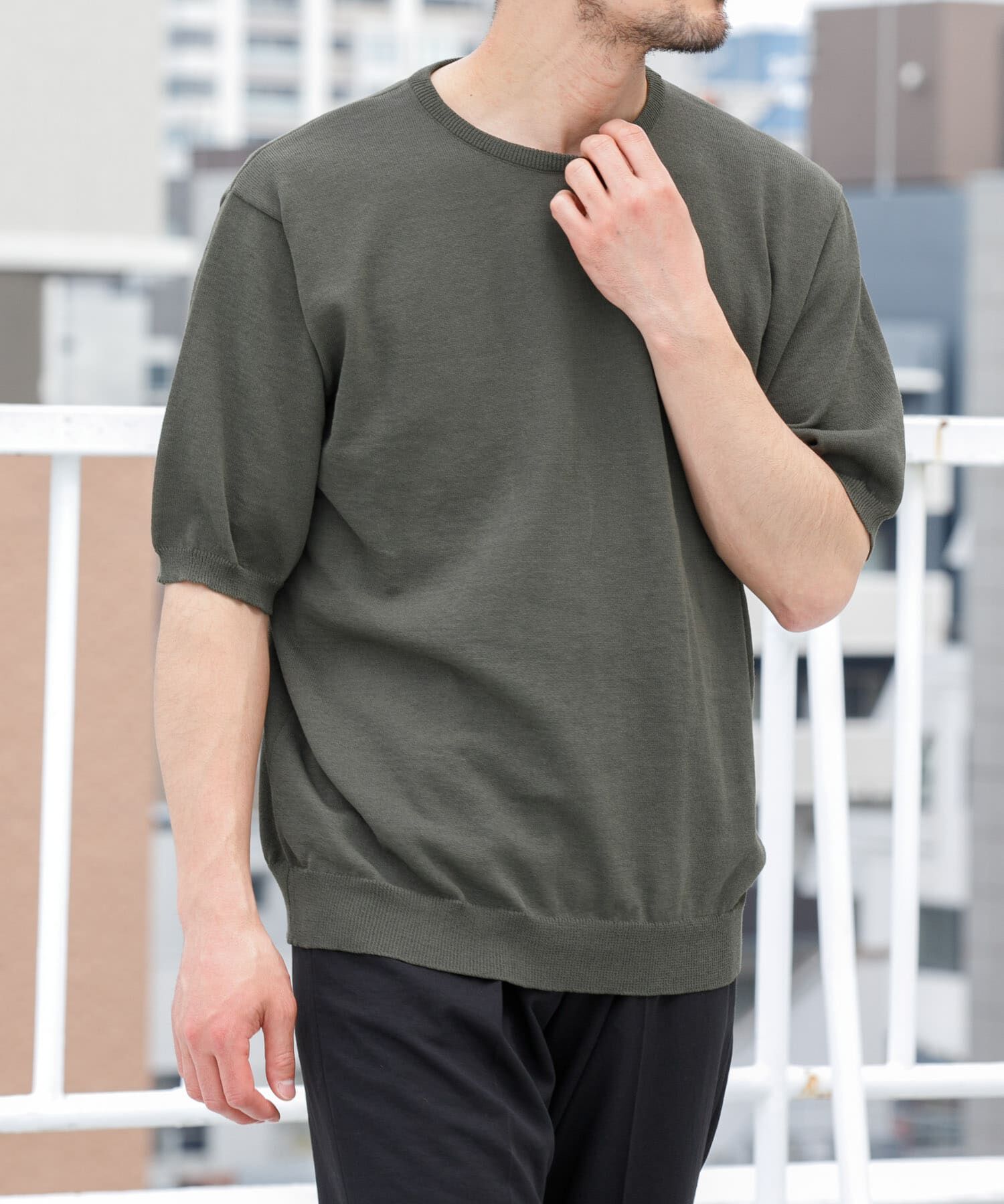 URBAN RESEARCH ROSSO「『UR TECH ひやサラクール』AIRDRY半袖クルーニット」|ニット・セーター|