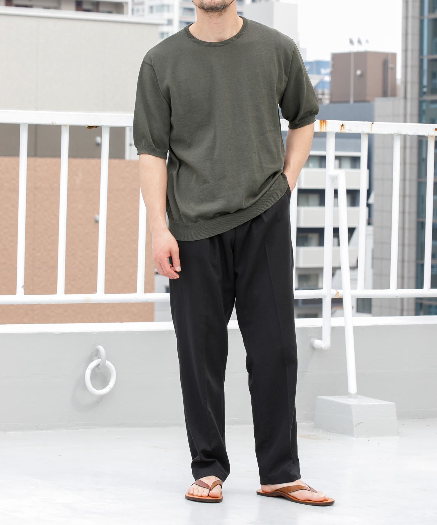 URBAN RESEARCH ROSSO「『UR TECH ひやサラクール』AIRDRY半袖クルーニット」|ニット・セーター|