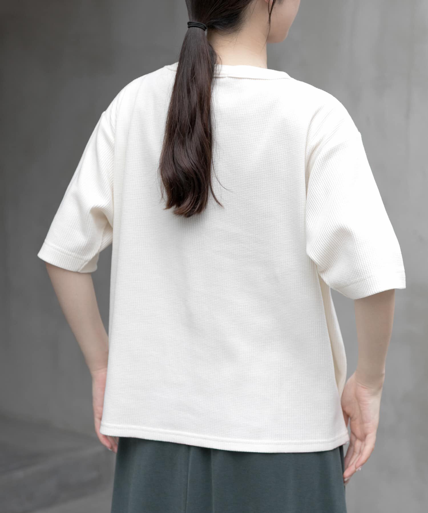 URBAN RESEARCH DOORS「FORK&SPOON　ミニワッフル5分袖Tシャツ」|Tシャツ・カットソー|