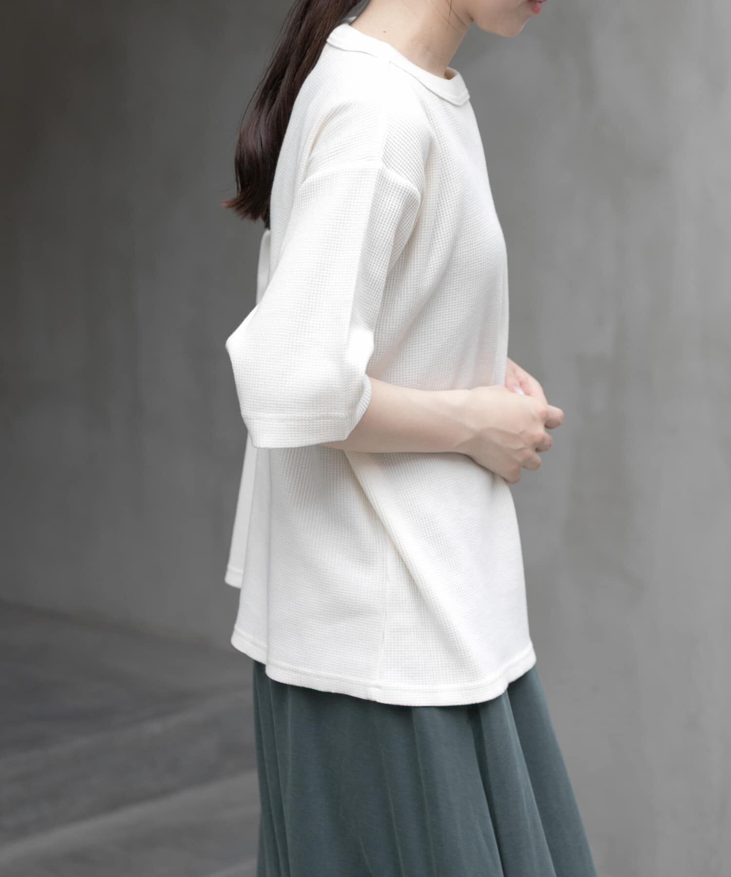 URBAN RESEARCH DOORS「FORK&SPOON　ミニワッフル5分袖Tシャツ」|Tシャツ・カットソー|