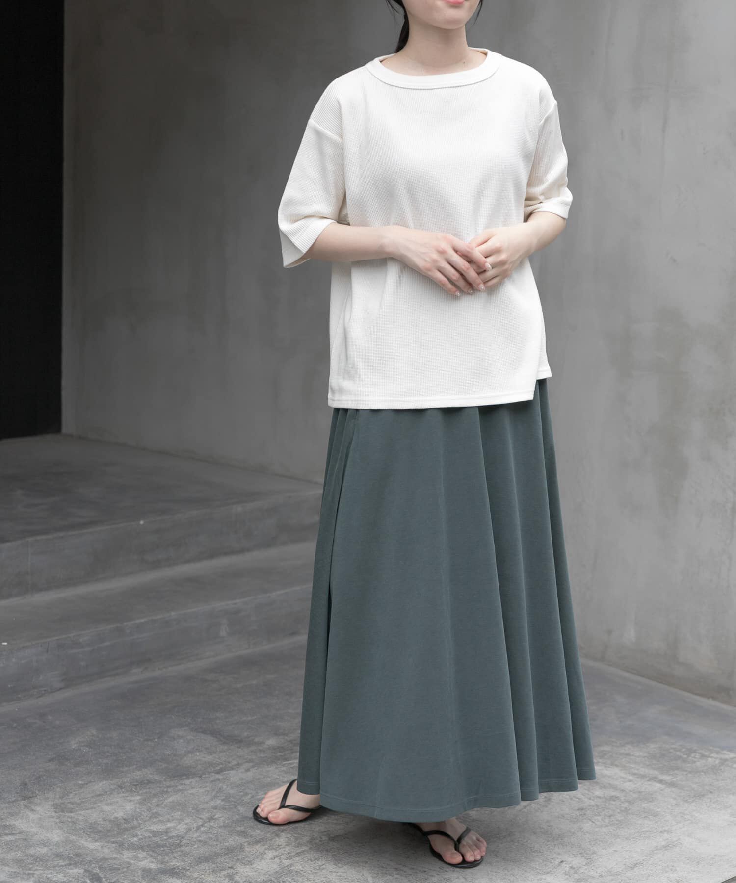 URBAN RESEARCH DOORS「FORK&SPOON　ミニワッフル5分袖Tシャツ」|Tシャツ・カットソー|