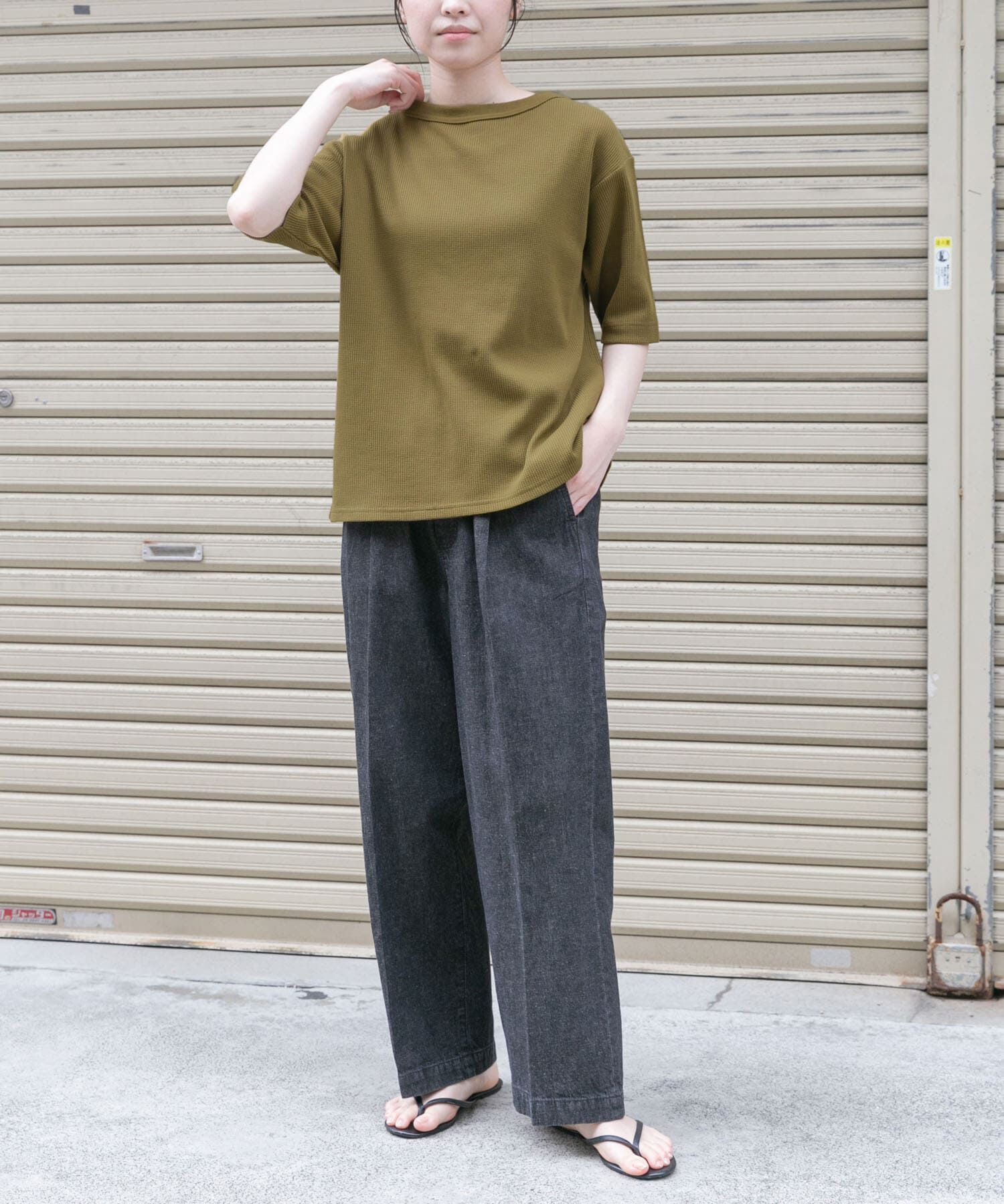 URBAN RESEARCH DOORS「FORK&SPOON　ミニワッフル5分袖Tシャツ」|Tシャツ・カットソー|