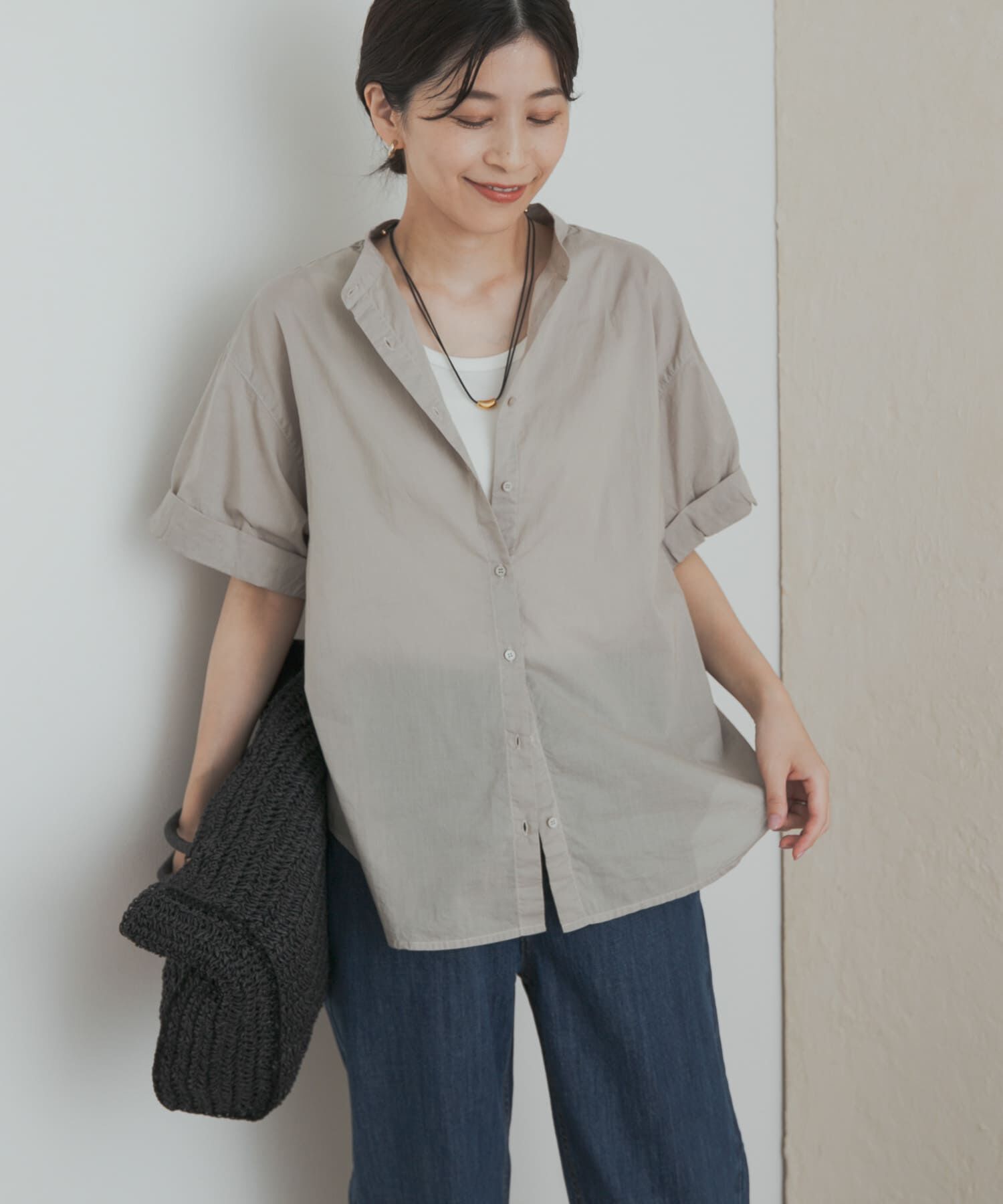 URBAN RESEARCH DOORS「製品染めロールスリーブブラウス」|シャツ・ブラウス|