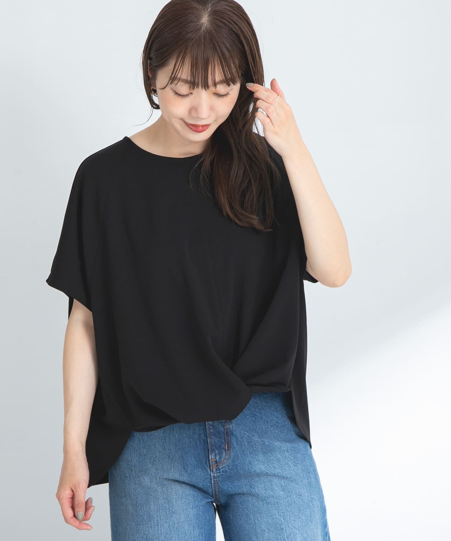 Sonny Label 「フロントデザインカットジョーゼットプルオーバー」|Tシャツ・カットソー|ブラック
