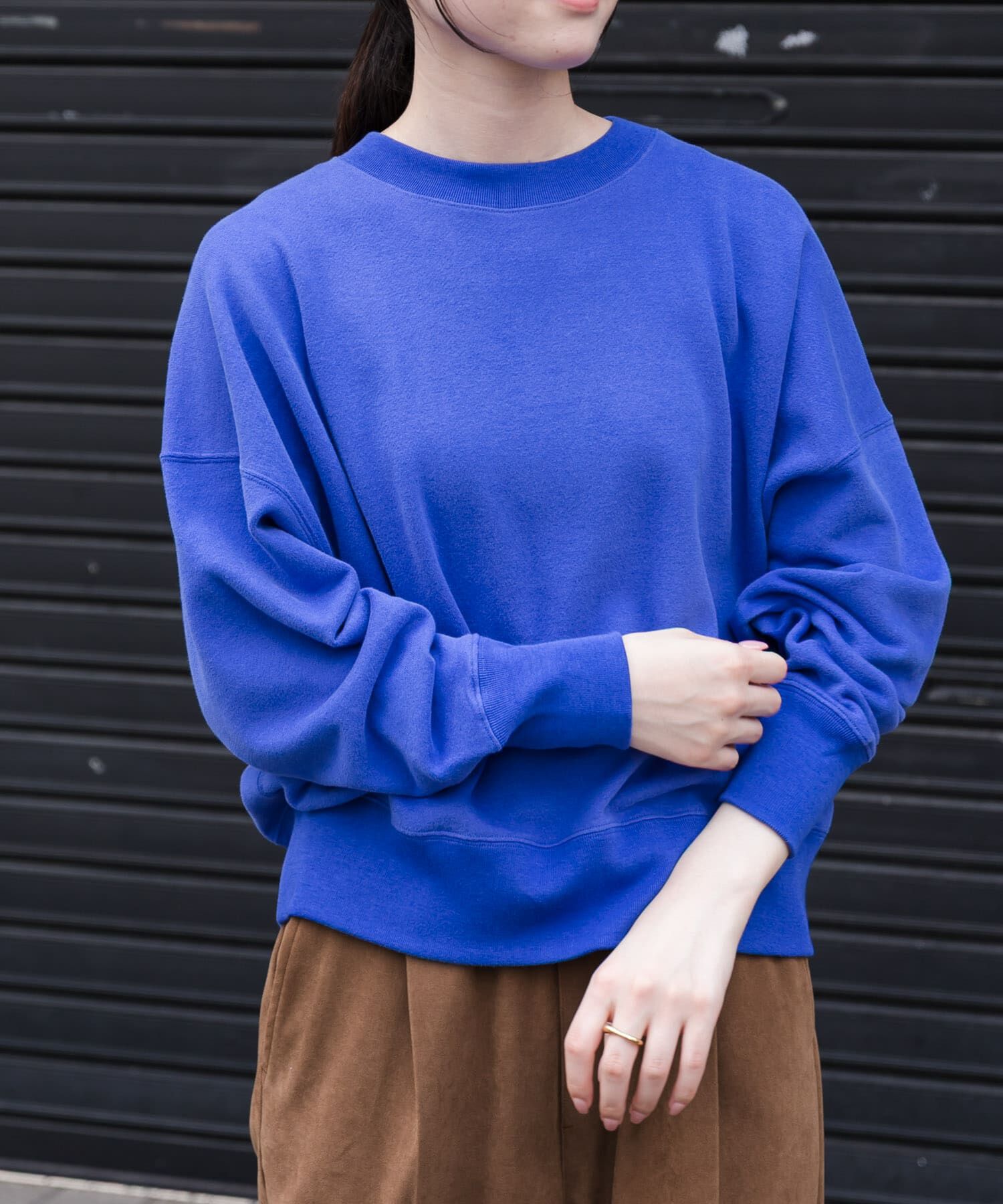 URBAN RESEARCH DOORS「FORK&SPOON　コットンカシミヤクルーネックスウェット」|Tシャツ・カットソー|ブルー