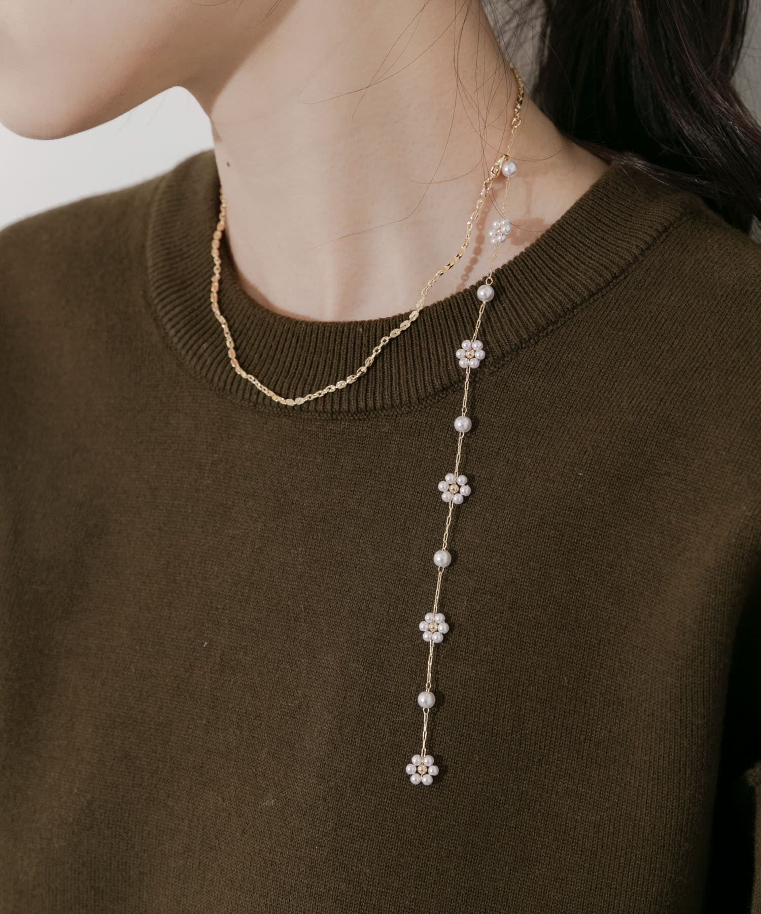 SMELLY「パールフラワーYネックレス」|ネックレス|