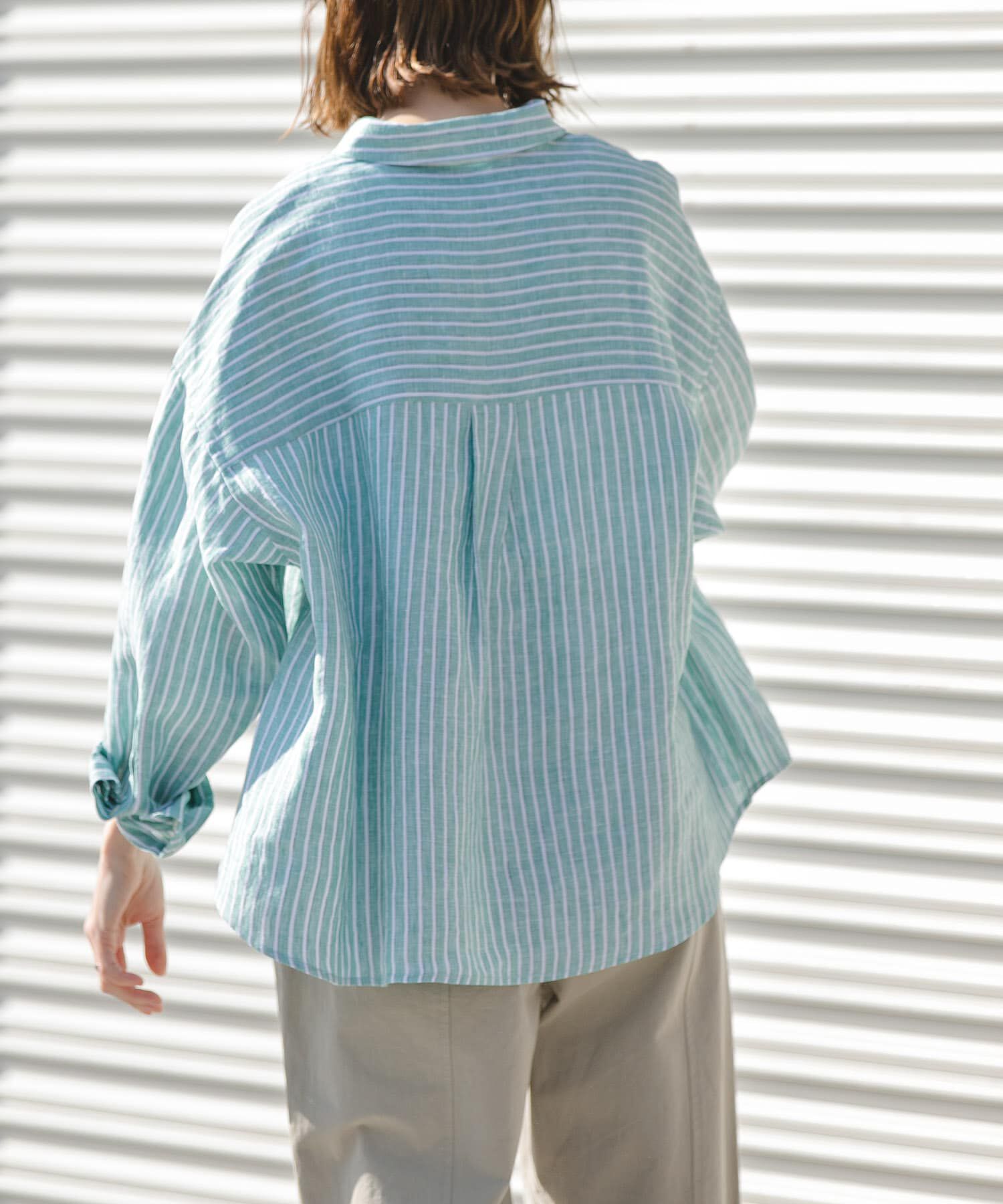 URBAN RESEARCH DOORS「FORK&SPOON　フレンチリネンクロップドワイドシャツ」|シャツ・ブラウス|