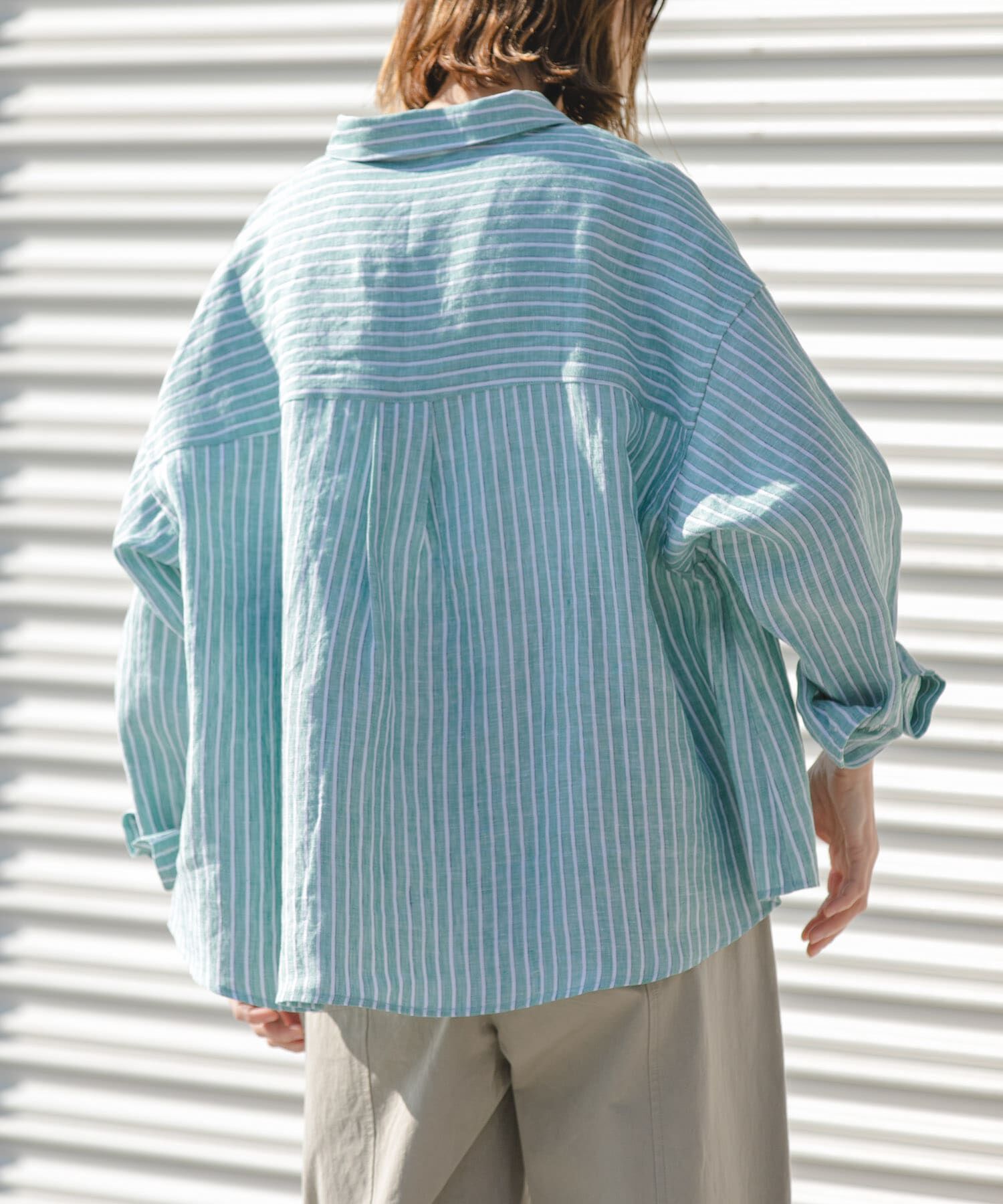 URBAN RESEARCH DOORS「FORK&SPOON　フレンチリネンクロップドワイドシャツ」|シャツ・ブラウス|