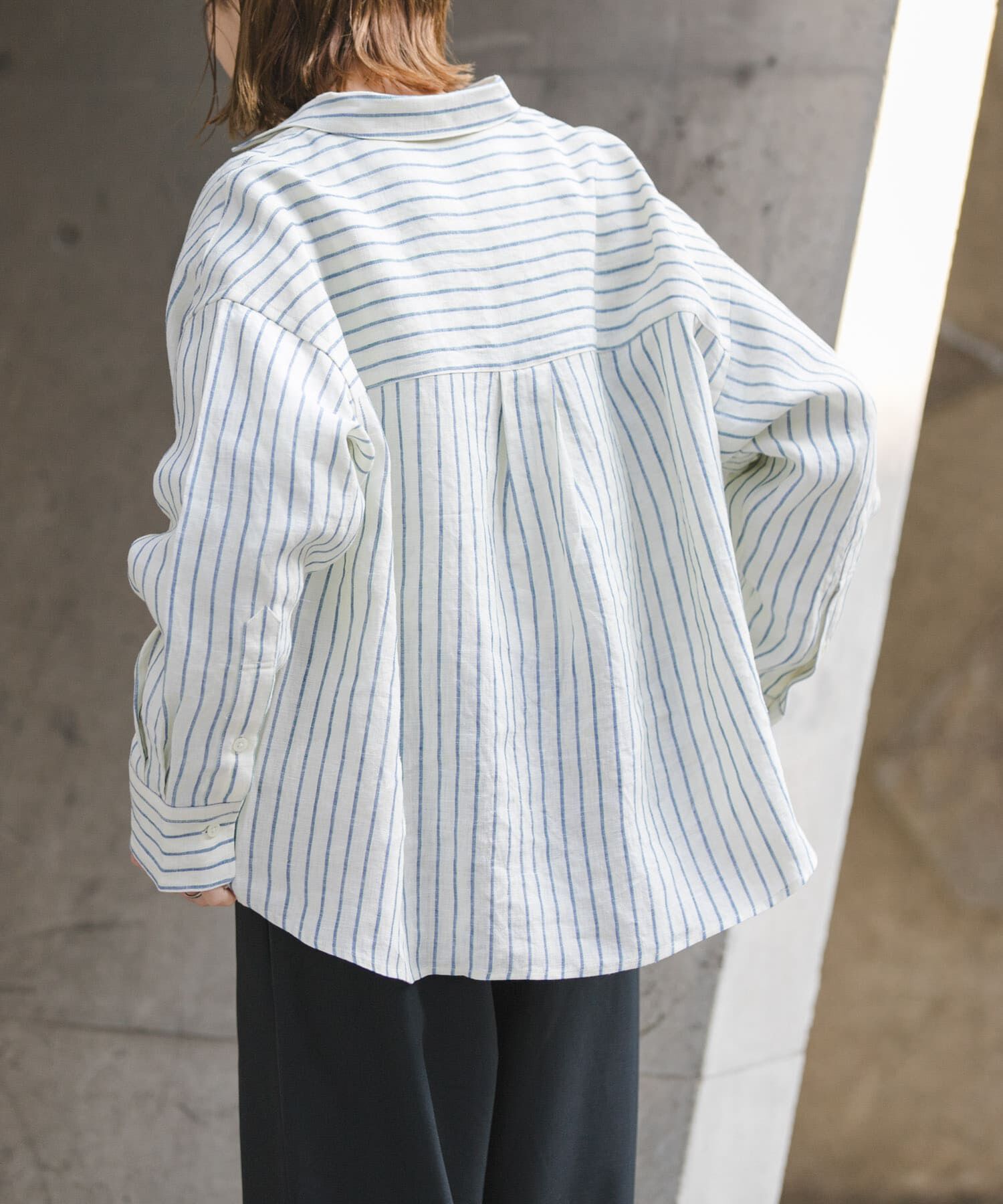 URBAN RESEARCH DOORS「FORK&SPOON　フレンチリネンクロップドワイドシャツ」|シャツ・ブラウス|