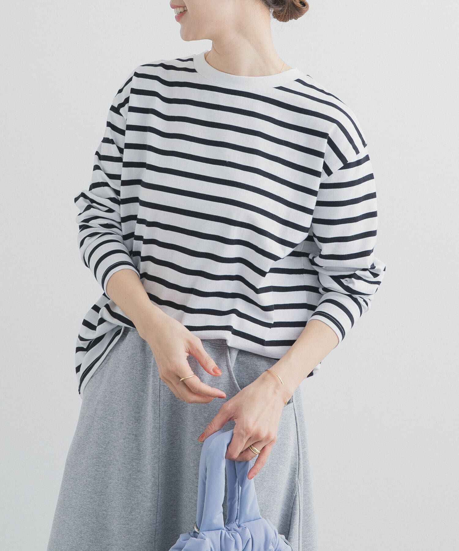 URBAN RESEARCH DOORS「ボーダーワイドプルオーバー」|Tシャツ・カットソー|ブラック