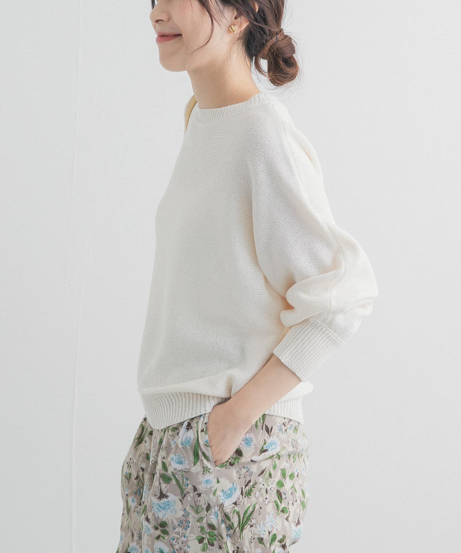 URBAN RESEARCH DOORS「リネン混スラブドルマンニット」|ニット・セーター|