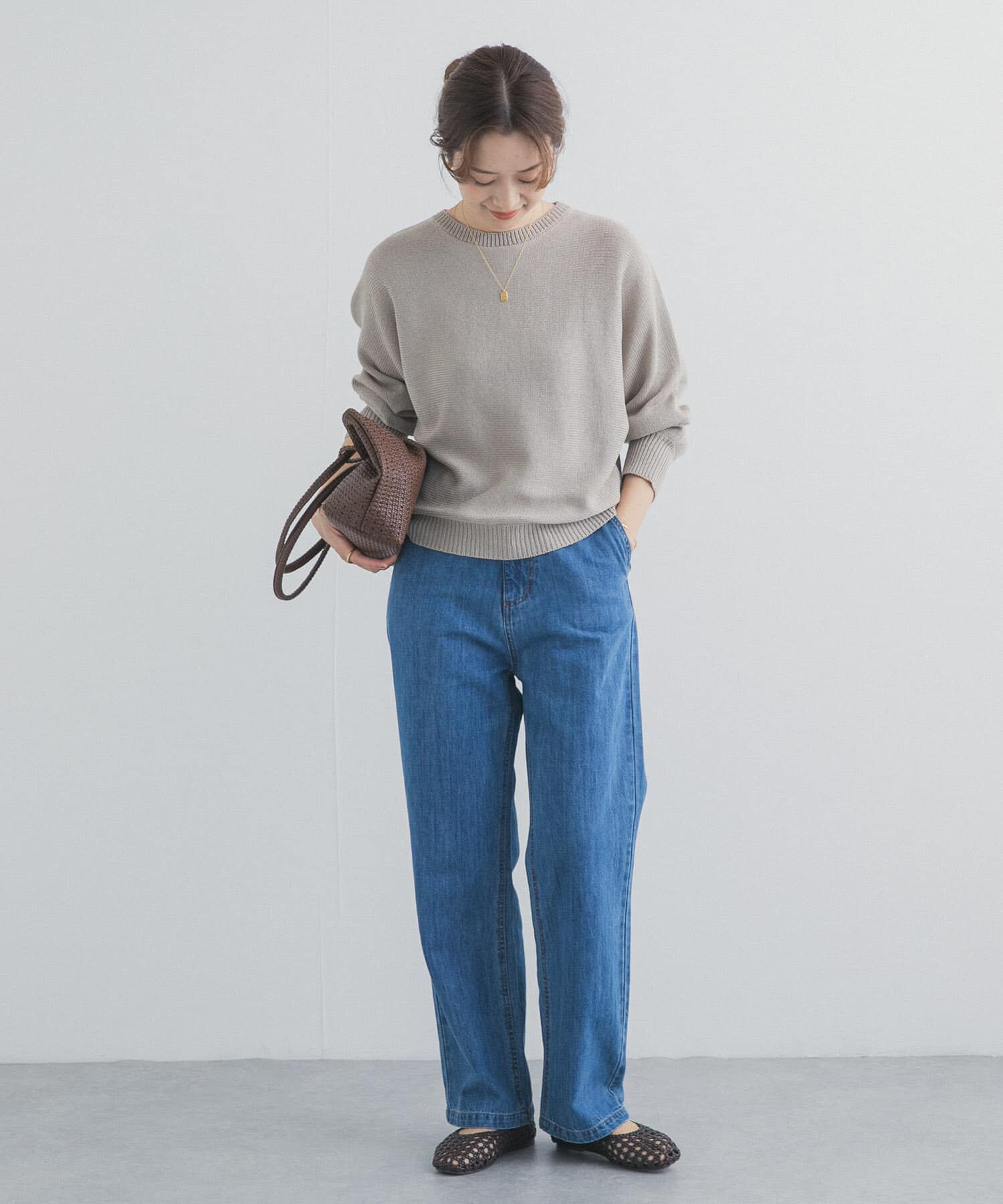 URBAN RESEARCH DOORS「リネン混スラブドルマンニット」|ニット・セーター|