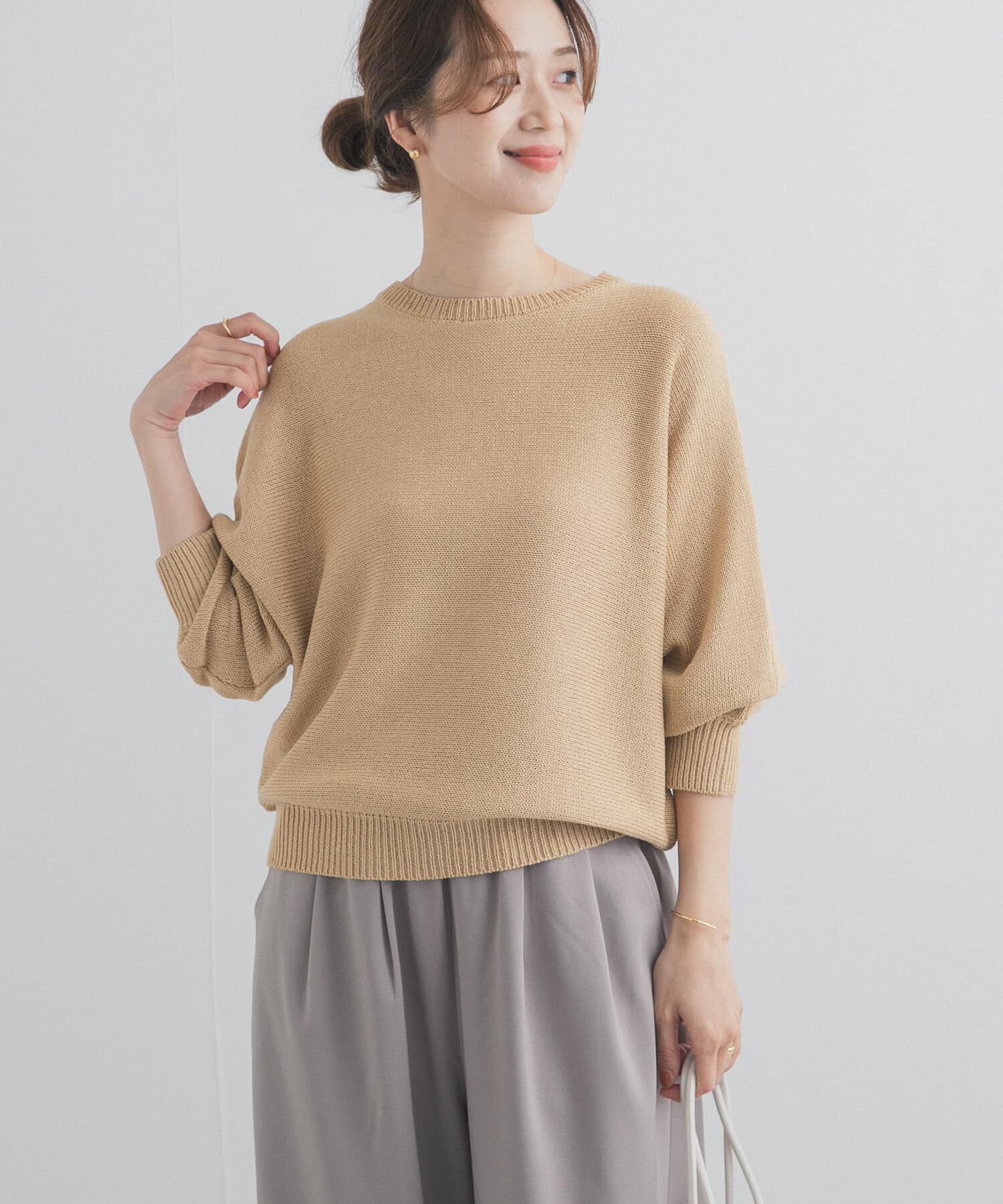 URBAN RESEARCH DOORS「リネン混スラブドルマンニット」|ニット・セーター|