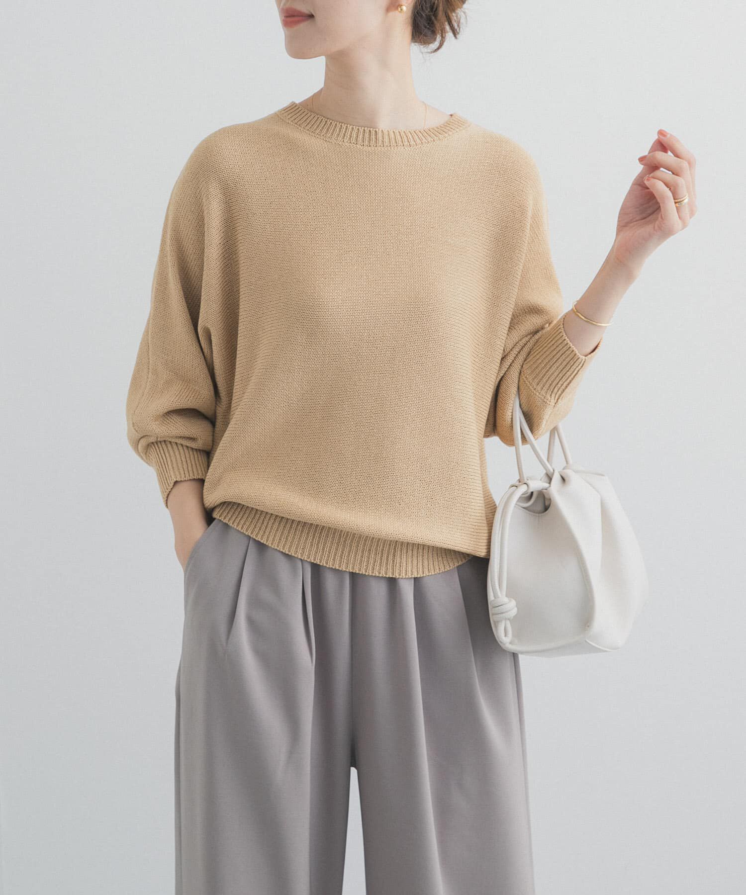 URBAN RESEARCH DOORS「リネン混スラブドルマンニット」|ニット・セーター|