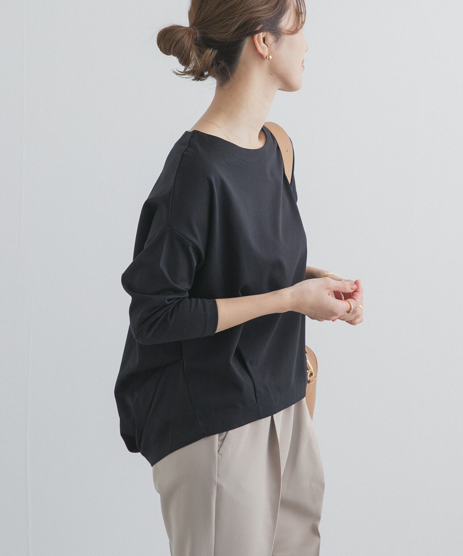 URBAN RESEARCH DOORS「コットンバックタック7分袖プルオーバー」|Tシャツ・カットソー|