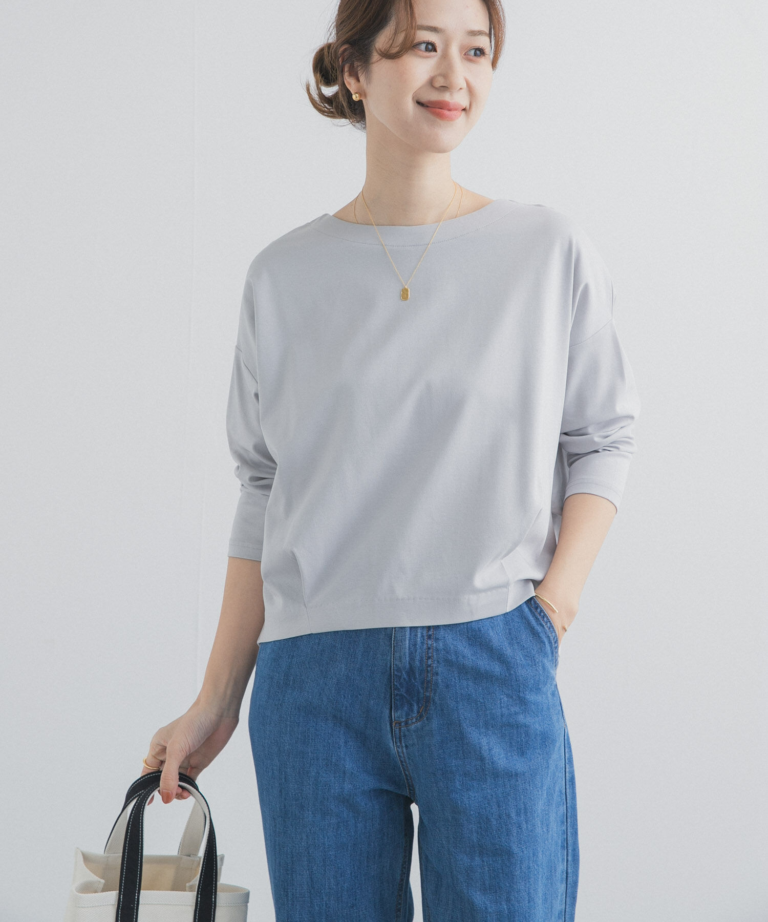 URBAN RESEARCH DOORS「コットンバックタック7分袖プルオーバー」|Tシャツ・カットソー|