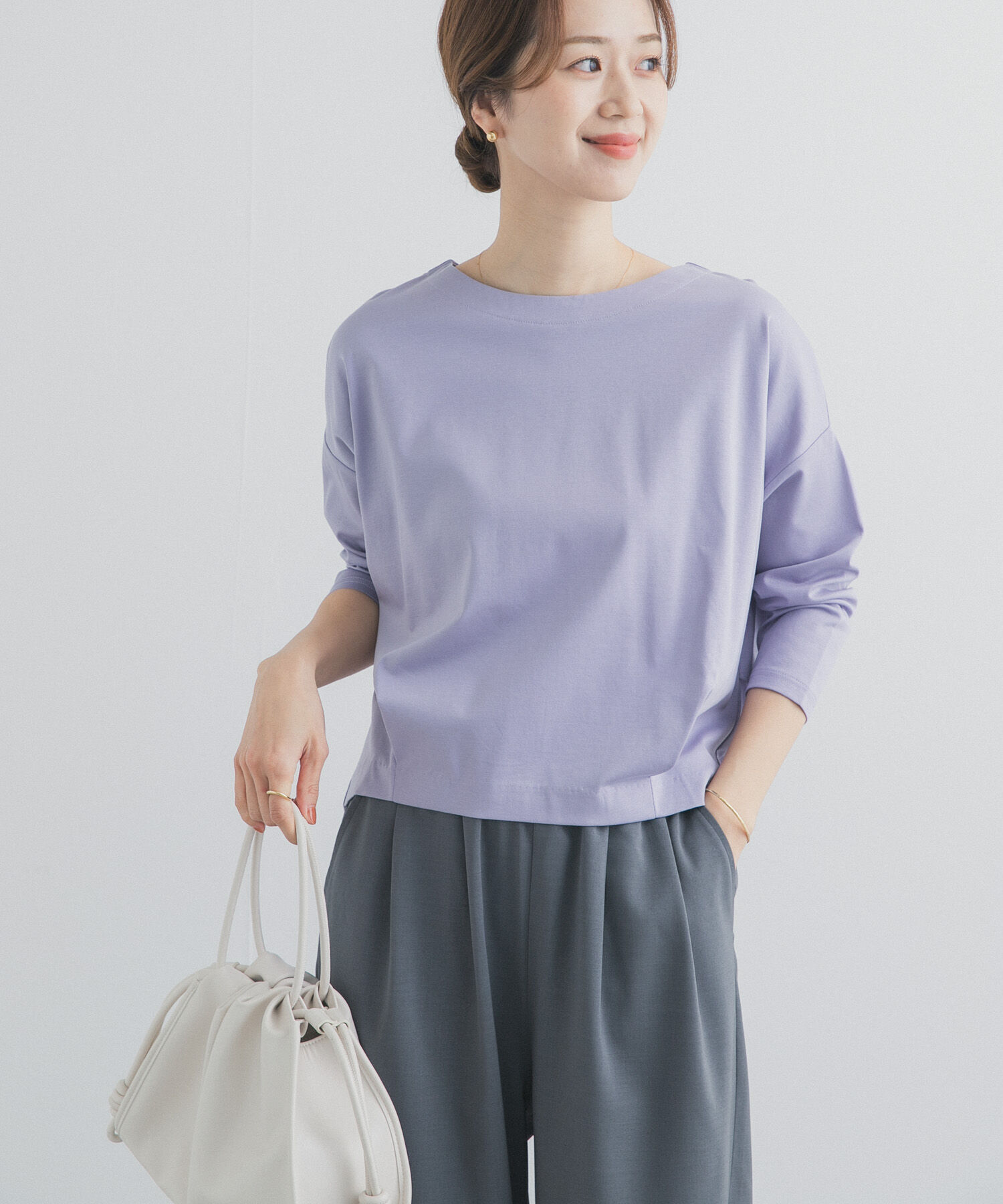 URBAN RESEARCH DOORS「コットンバックタック7分袖プルオーバー」|Tシャツ・カットソー|