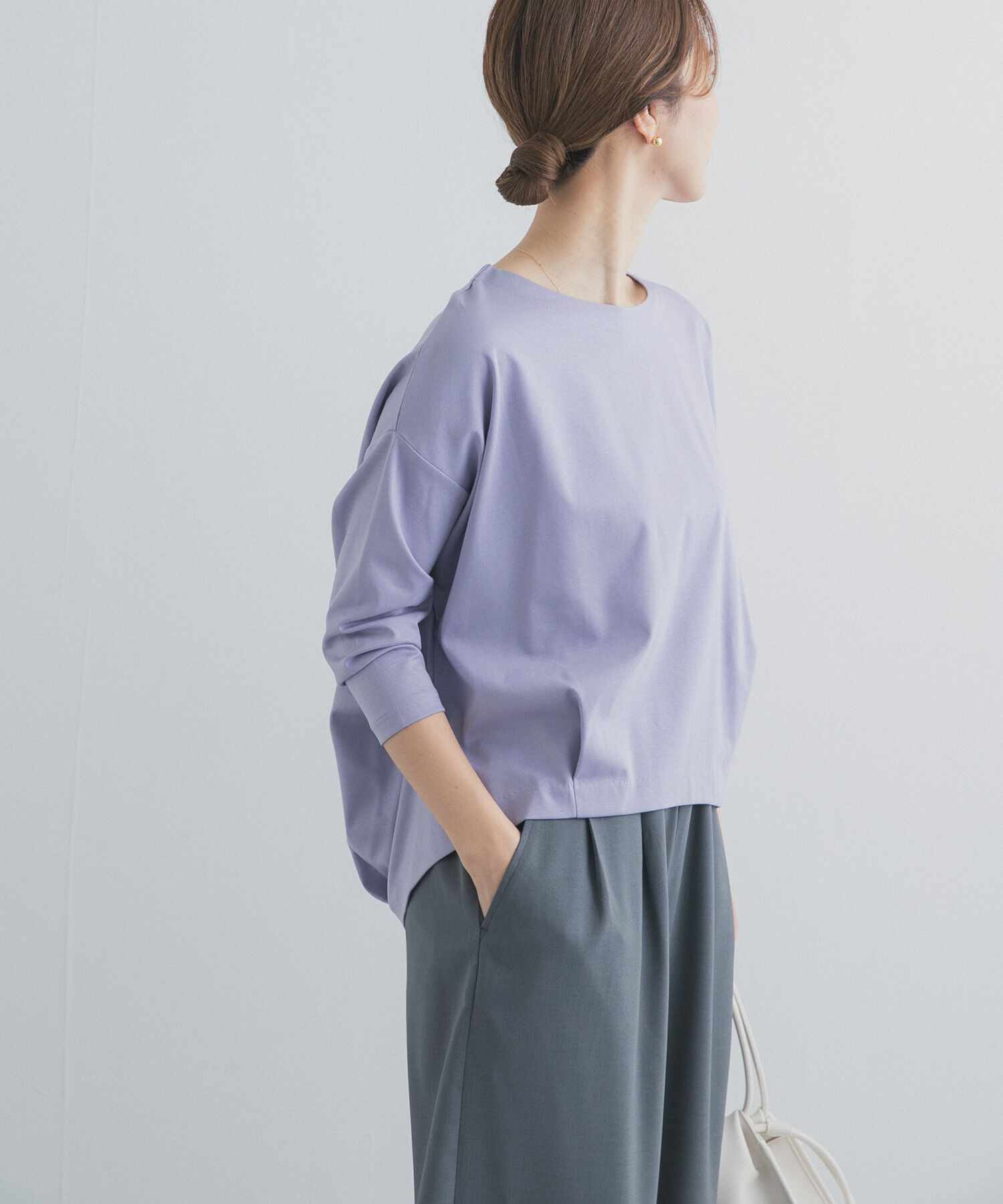 URBAN RESEARCH DOORS「コットンバックタック7分袖プルオーバー」|Tシャツ・カットソー|