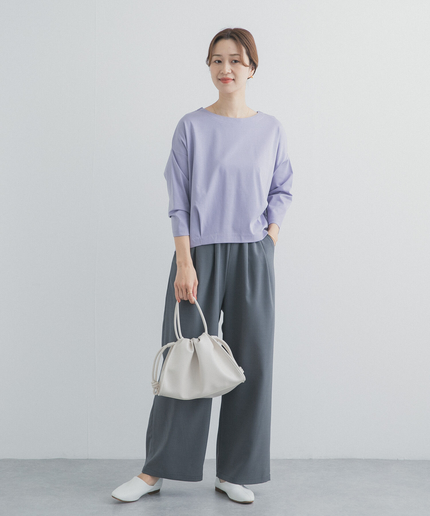 URBAN RESEARCH DOORS「コットンバックタック7分袖プルオーバー」|Tシャツ・カットソー|