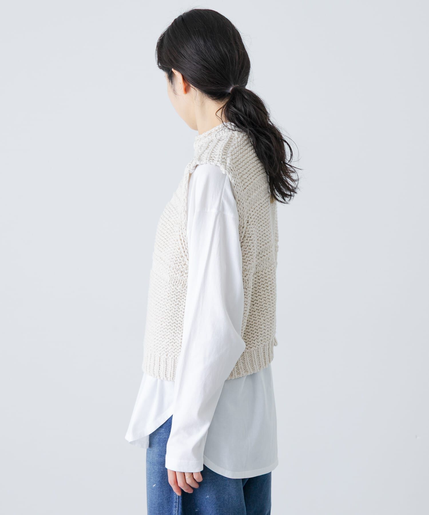 かぐれ「2WAY綿麻ニットベスト」|ベスト・ジレ|