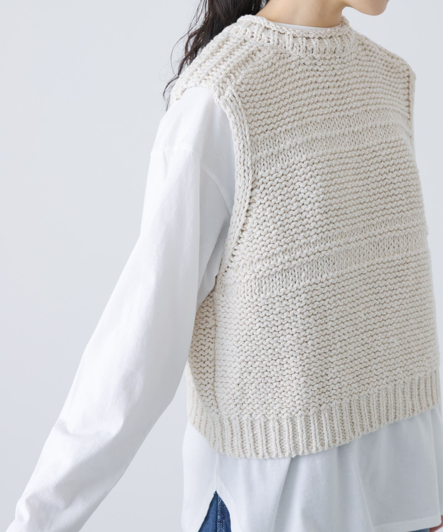 かぐれ「2WAY綿麻ニットベスト」|ベスト・ジレ|