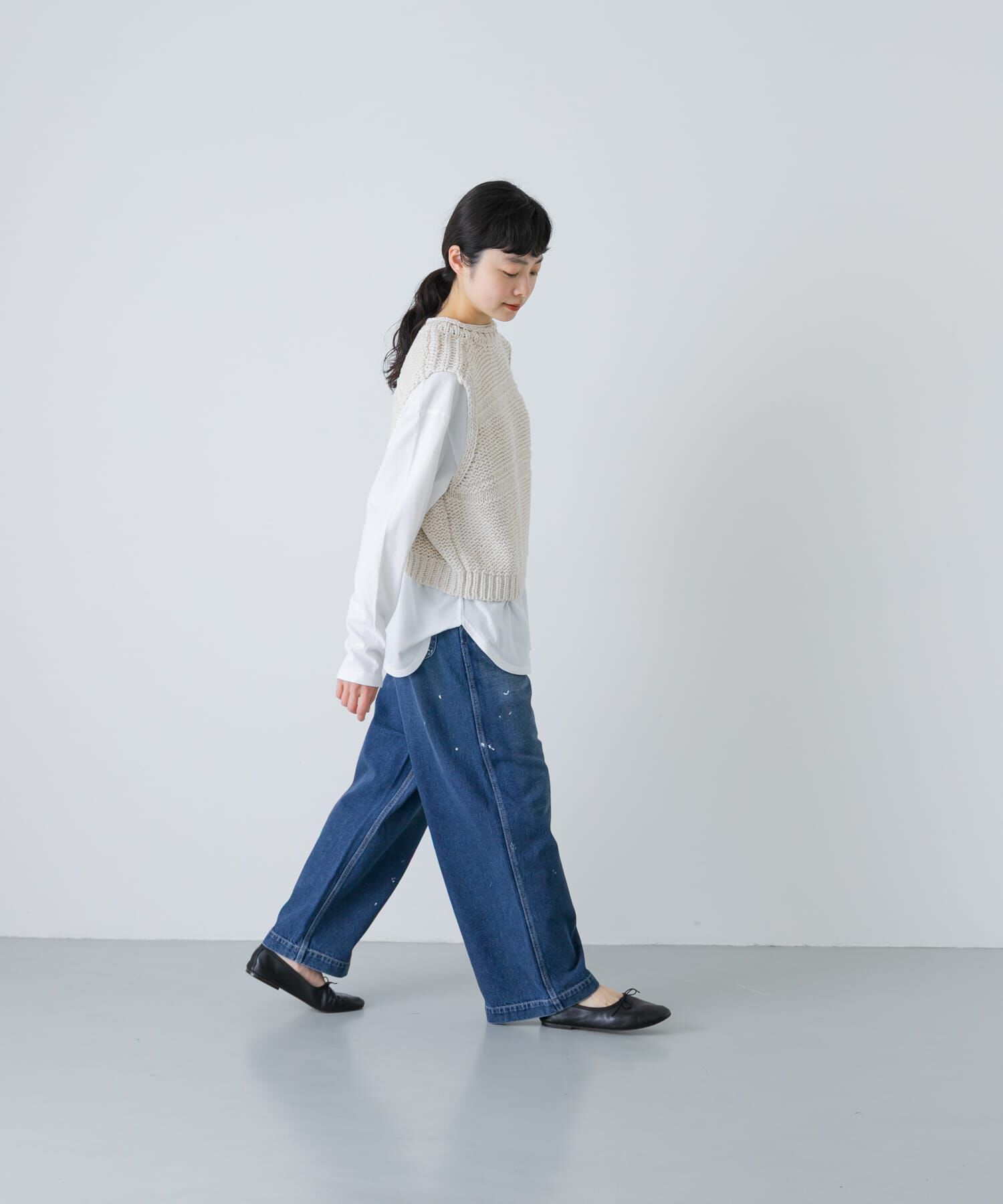 かぐれ「2WAY綿麻ニットベスト」|ベスト・ジレ|