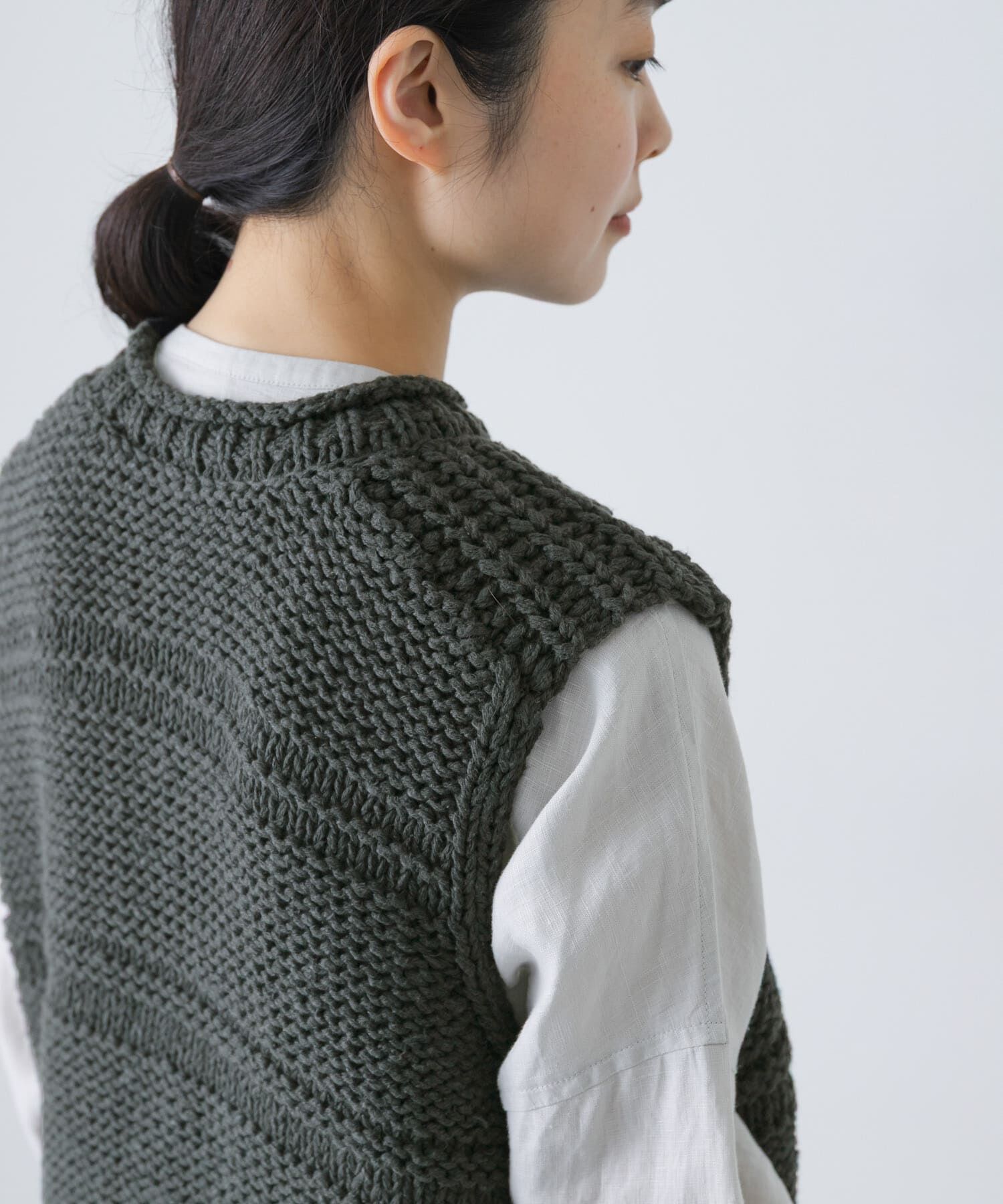 かぐれ「2WAY綿麻ニットベスト」|ベスト・ジレ|