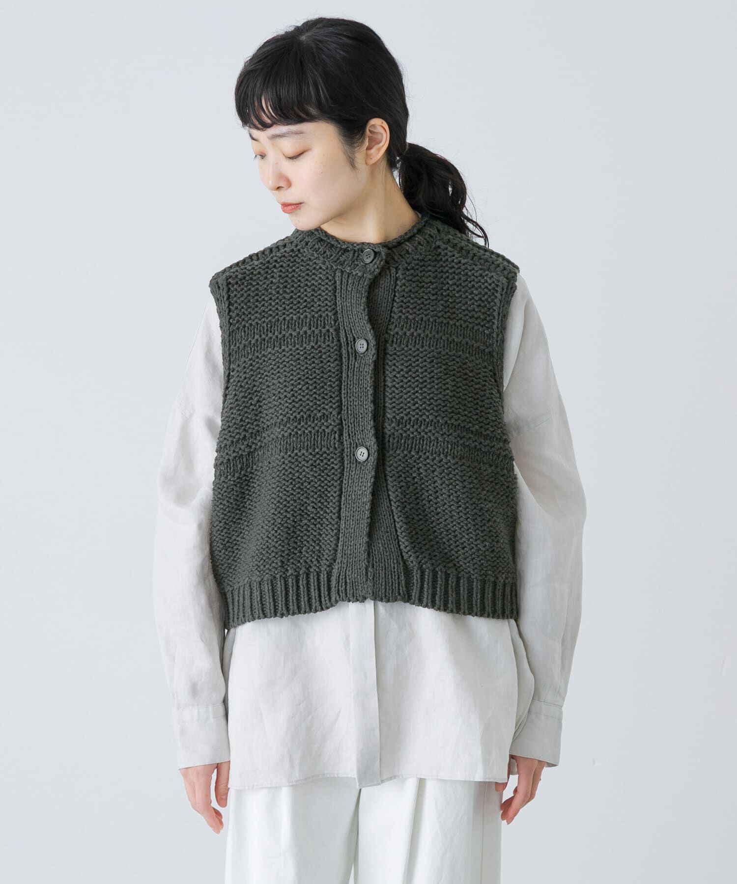 かぐれ「2WAY綿麻ニットベスト」|ベスト・ジレ|