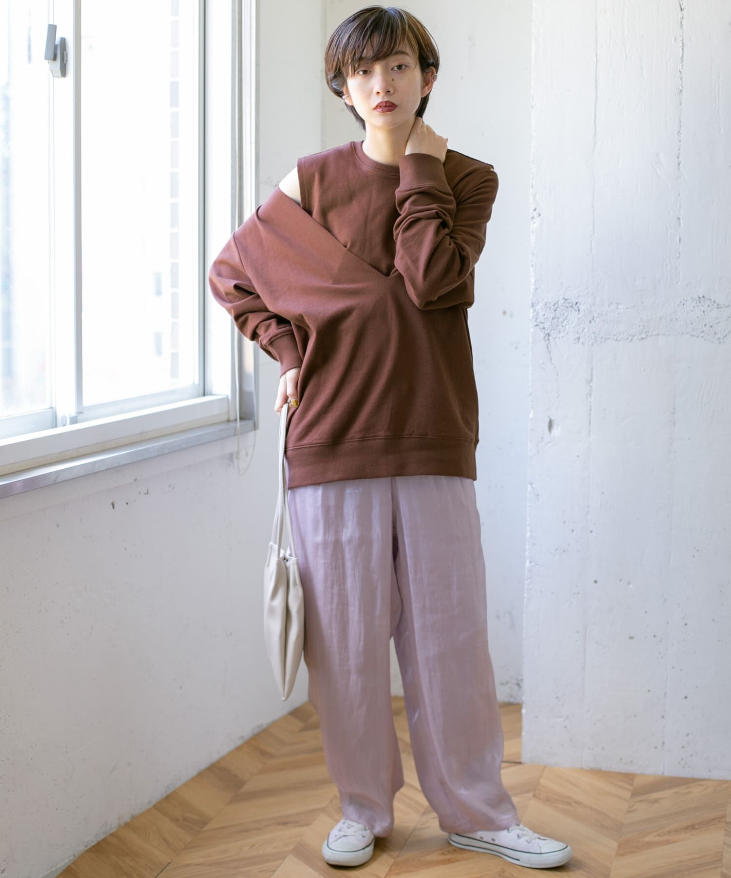  「深VネックSETスウェット&there4;」|Tシャツ・カットソー|