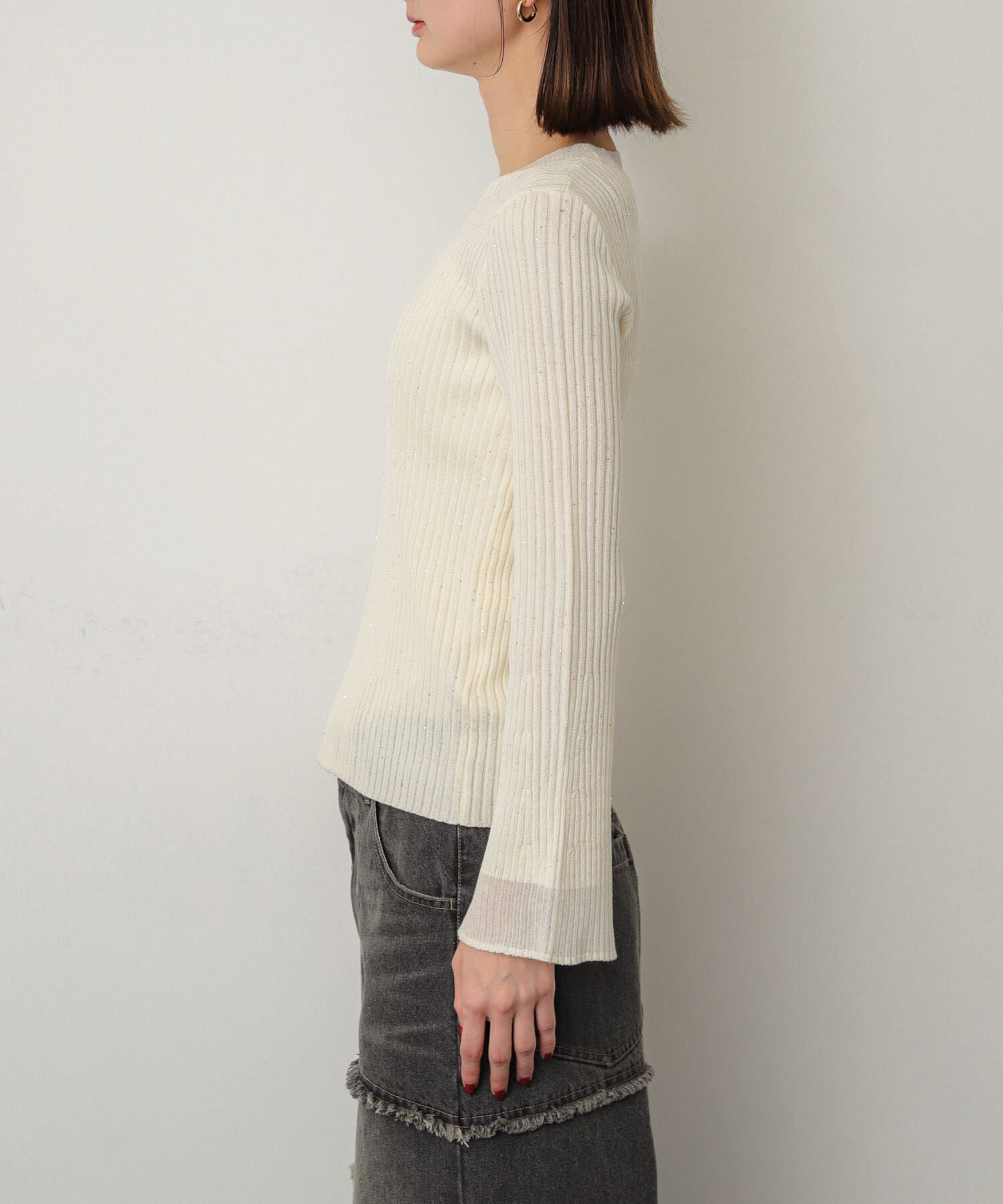 SENSE OF PLACE by URBAN RESEARCH「『洗濯可』スパンコールバイカラーコンパクトセーター」|ニット・セーター|