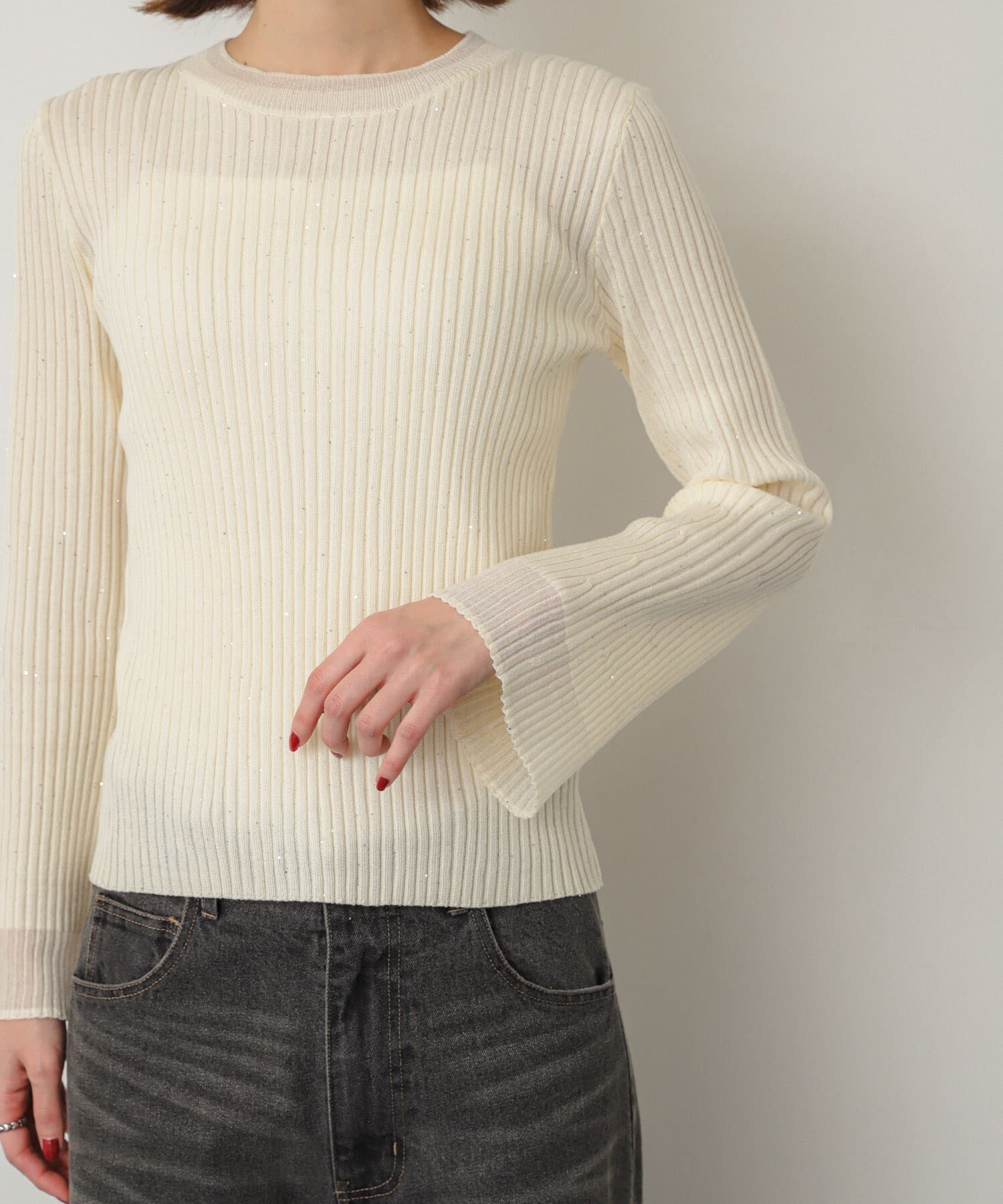 SENSE OF PLACE by URBAN RESEARCH「『洗濯可』スパンコールバイカラーコンパクトセーター」|ニット・セーター|