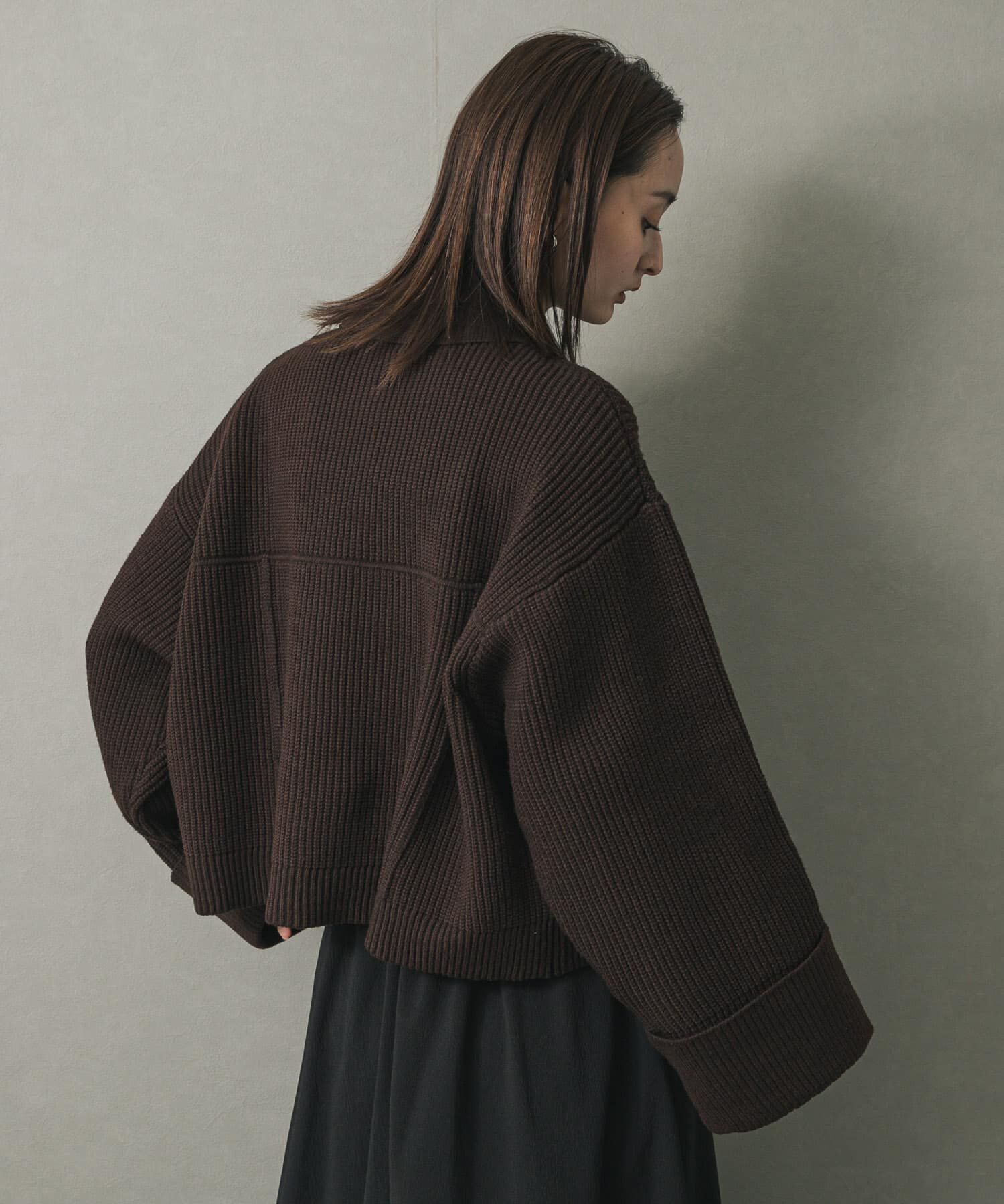 SENSE OF PLACE by URBAN RESEARCH「ニットショートジャケット」|ノーカラーコート|