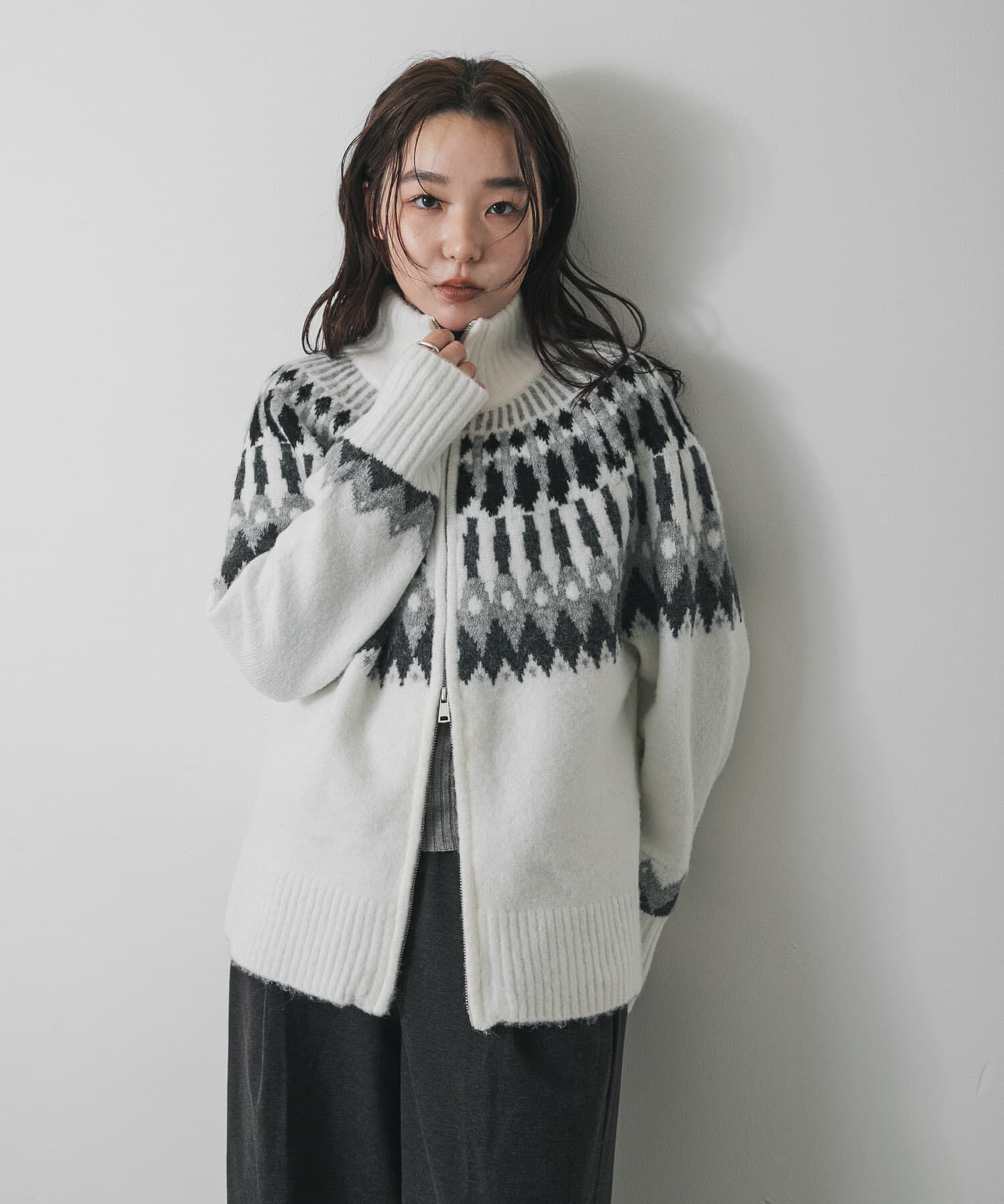 SENSE OF PLACE by URBAN RESEARCH「『洗濯可』ノルディックジップセーター」|ニット・セーター|