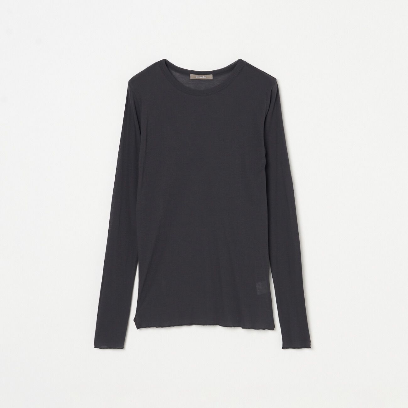 HELIOPOLE「HELIOPOLE 【smooth skin series】SHEER RIB JERSEY CREW」|Tシャツ・カットソー|チャコールグレー