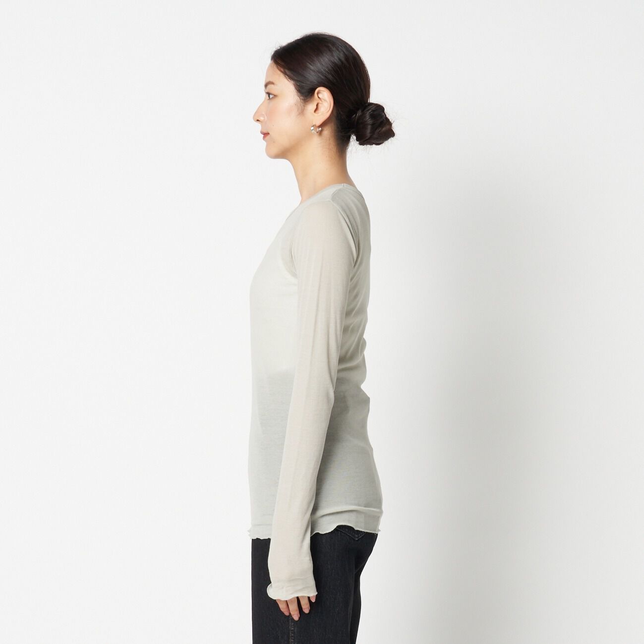 HELIOPOLE「HELIOPOLE 【smooth skin series】SHEER RIB JERSEY CREW」|Tシャツ・カットソー|