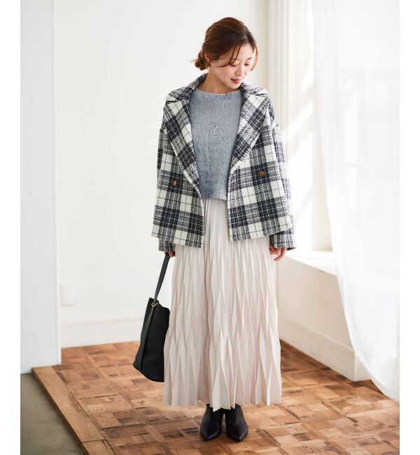 le.coeur blanc「ループチェックショートPコート」|ピーコート|