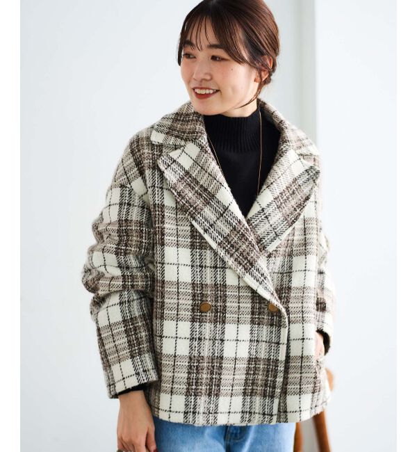 le.coeur blanc「ループチェックショートPコート」|ピーコート|