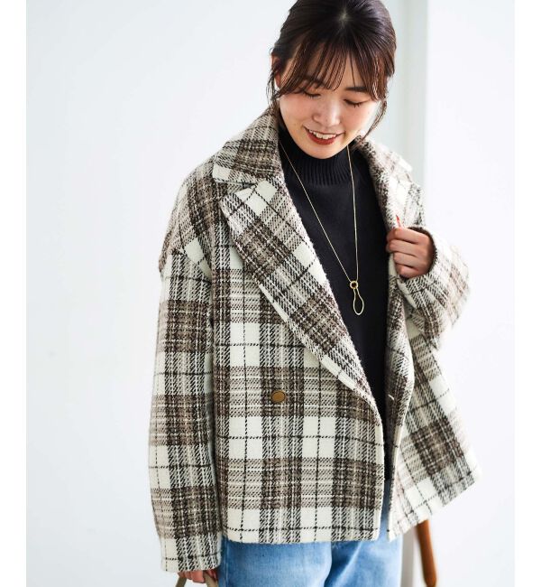 le.coeur blanc「ループチェックショートPコート」|ピーコート|