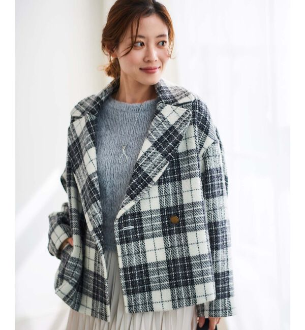 le.coeur blanc「ループチェックショートPコート」|ピーコート|