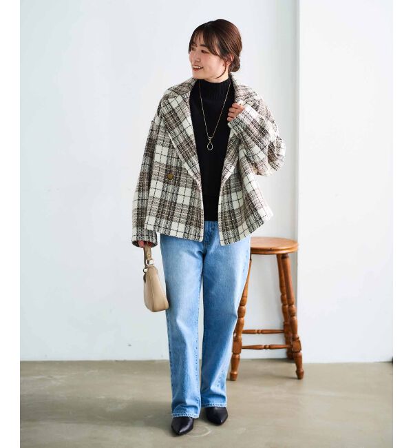 le.coeur blanc「ループチェックショートPコート」|ピーコート|