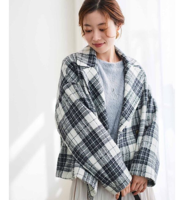 le.coeur blanc「ループチェックショートPコート」|ピーコート|