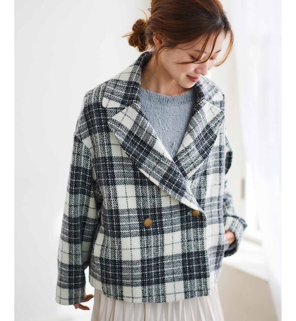 le.coeur blanc「ループチェックショートPコート」|ピーコート|